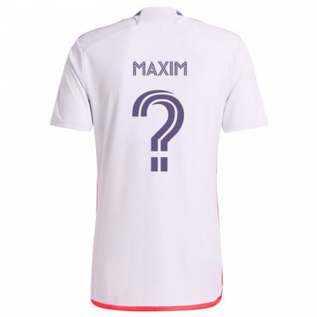 Kandiny Enfant Maillot Luca Maxim #0 Blanc Rouge Violet Tenues Extérieur 2024/25 T-Shirt