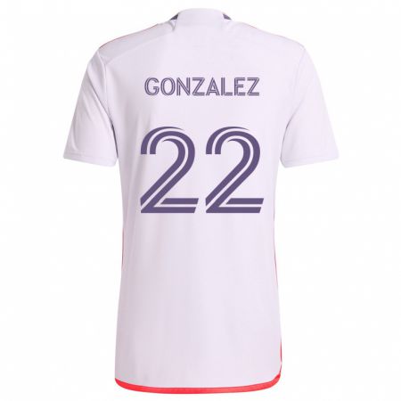 Kandiny Enfant Maillot Gastón González #22 Blanc Rouge Violet Tenues Extérieur 2024/25 T-Shirt