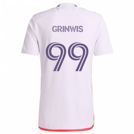 Kandiny Enfant Maillot Adam Grinwis #99 Blanc Rouge Violet Tenues Extérieur 2024/25 T-Shirt