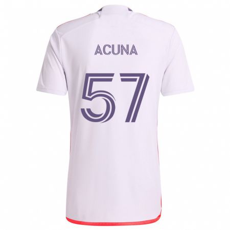 Kandiny Enfant Maillot Cristofer Acuña #57 Blanc Rouge Violet Tenues Extérieur 2024/25 T-Shirt