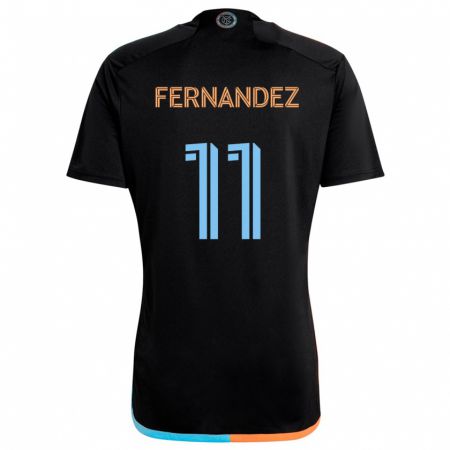 Kandiny Enfant Maillot Julián Fernández #11 Noir Orange Bleu Tenues Extérieur 2024/25 T-Shirt