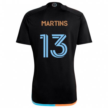 Kandiny Enfant Maillot Thiago Martins #13 Noir Orange Bleu Tenues Extérieur 2024/25 T-Shirt