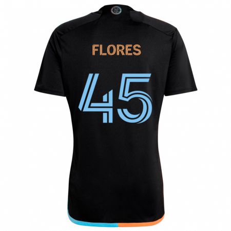 Kandiny Enfant Maillot Brian Flores #45 Noir Orange Bleu Tenues Extérieur 2024/25 T-Shirt