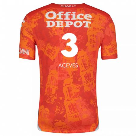 Kandiny Enfant Maillot Alonso Aceves #3 Orange White Tenues Extérieur 2024/25 T-Shirt