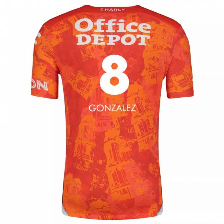 Kandiny Enfant Maillot Bryan González #8 Orange White Tenues Extérieur 2024/25 T-Shirt