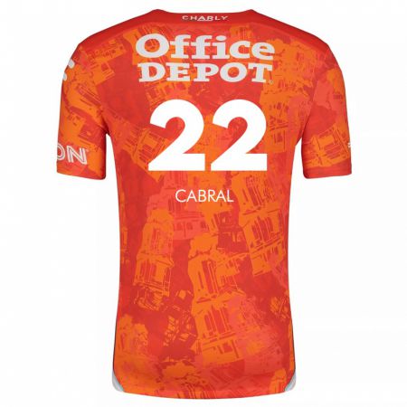 Kandiny Enfant Maillot Gustavo Cabral #22 Orange White Tenues Extérieur 2024/25 T-Shirt