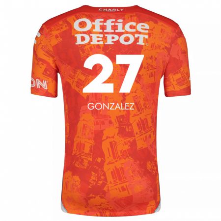 Kandiny Enfant Maillot Owen González #27 Orange White Tenues Extérieur 2024/25 T-Shirt