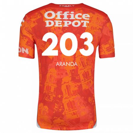 Kandiny Enfant Maillot Juan Aranda #203 Orange White Tenues Extérieur 2024/25 T-Shirt