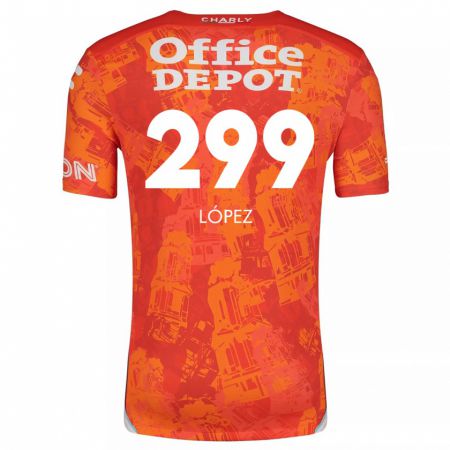 Kandiny Enfant Maillot Santiago López #299 Orange White Tenues Extérieur 2024/25 T-Shirt