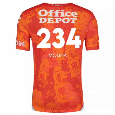 Kandiny Enfant Maillot Yoshimar Molina #234 Orange White Tenues Extérieur 2024/25 T-Shirt