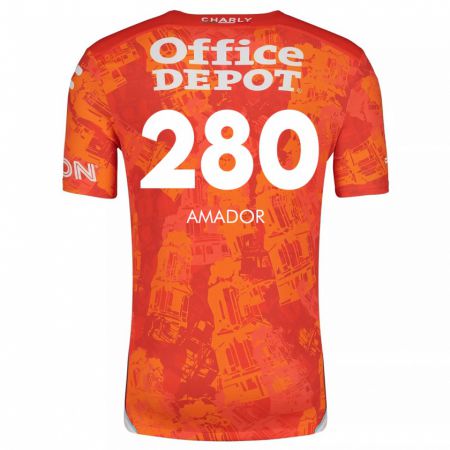 Kandiny Enfant Maillot Santiago Amador #280 Orange White Tenues Extérieur 2024/25 T-Shirt