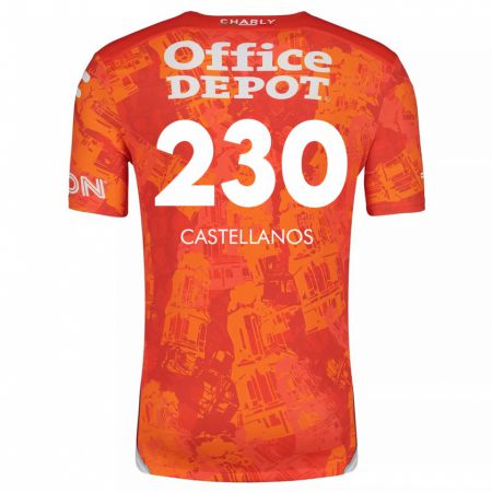 Kandiny Enfant Maillot Edson Castellanos #230 Orange White Tenues Extérieur 2024/25 T-Shirt