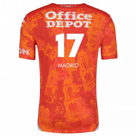 Kandiny Enfant Maillot Yanín Madrid #17 Orange White Tenues Extérieur 2024/25 T-Shirt