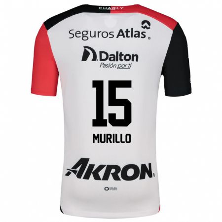 Kandiny Enfant Maillot Jhon Murillo #15 Blanc Rouge Noir Tenues Extérieur 2024/25 T-Shirt