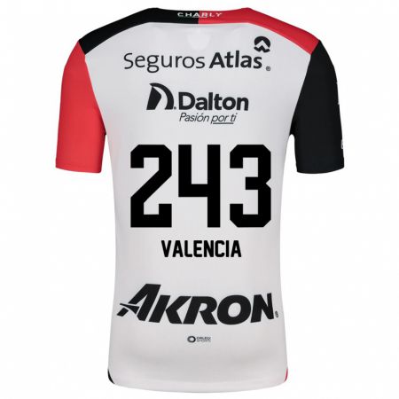 Kandiny Enfant Maillot Luis Valencia #243 Blanc Rouge Noir Tenues Extérieur 2024/25 T-Shirt