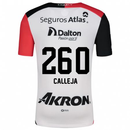 Kandiny Enfant Maillot Diego Calleja #260 Blanc Rouge Noir Tenues Extérieur 2024/25 T-Shirt