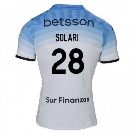 Kandiny Enfant Maillot Santiago Solari #28 Blanc Bleu Noir Tenues Extérieur 2024/25 T-Shirt