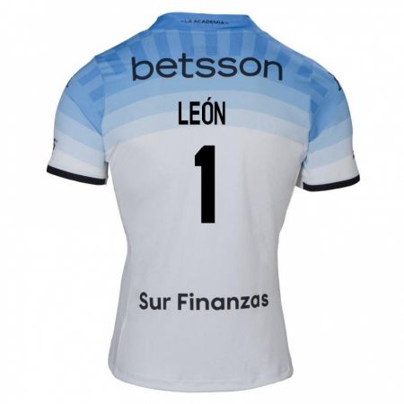 Kandiny Enfant Maillot Roberto León #1 Blanc Bleu Noir Tenues Extérieur 2024/25 T-Shirt