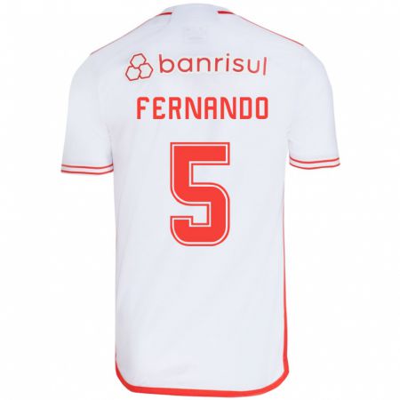 Kandiny Enfant Maillot Fernando #5 Blanc Rouge Tenues Extérieur 2024/25 T-Shirt