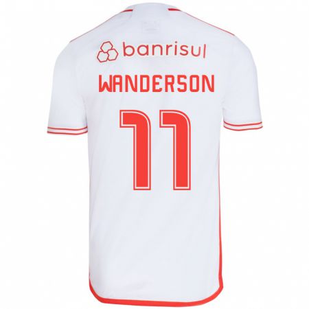 Kandiny Enfant Maillot Wanderson #11 Blanc Rouge Tenues Extérieur 2024/25 T-Shirt