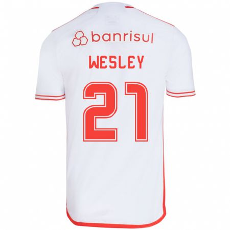 Kandiny Enfant Maillot Wesley #21 Blanc Rouge Tenues Extérieur 2024/25 T-Shirt