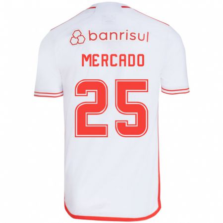 Kandiny Enfant Maillot Gabriel Mercado #25 Blanc Rouge Tenues Extérieur 2024/25 T-Shirt