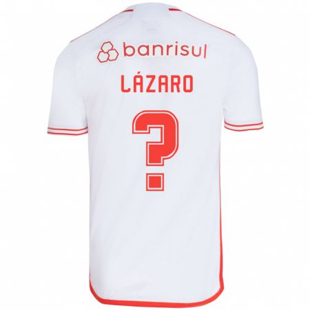 Kandiny Enfant Maillot Lázaro #0 Blanc Rouge Tenues Extérieur 2024/25 T-Shirt