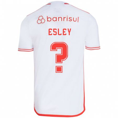 Kandiny Enfant Maillot Esley #0 Blanc Rouge Tenues Extérieur 2024/25 T-Shirt