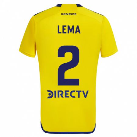 Kandiny Enfant Maillot Cristian Lema #2 Jaune Bleu Tenues Extérieur 2024/25 T-Shirt