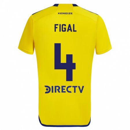 Kandiny Enfant Maillot Nicolás Figal #4 Jaune Bleu Tenues Extérieur 2024/25 T-Shirt