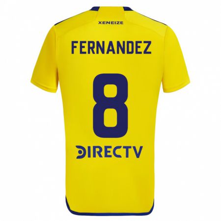 Kandiny Enfant Maillot Pol Fernández #8 Jaune Bleu Tenues Extérieur 2024/25 T-Shirt