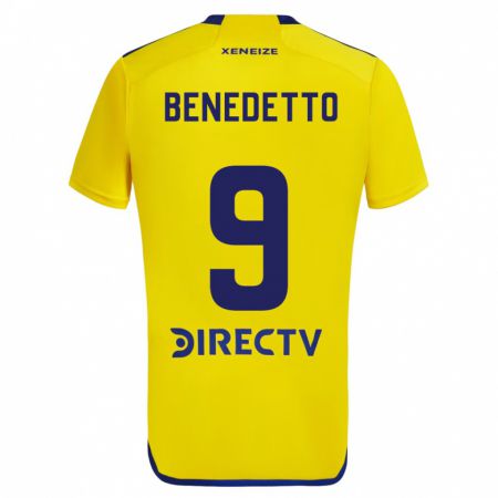 Kandiny Enfant Maillot Darío Benedetto #9 Jaune Bleu Tenues Extérieur 2024/25 T-Shirt