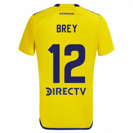 Kandiny Enfant Maillot Leandro Brey #12 Jaune Bleu Tenues Extérieur 2024/25 T-Shirt