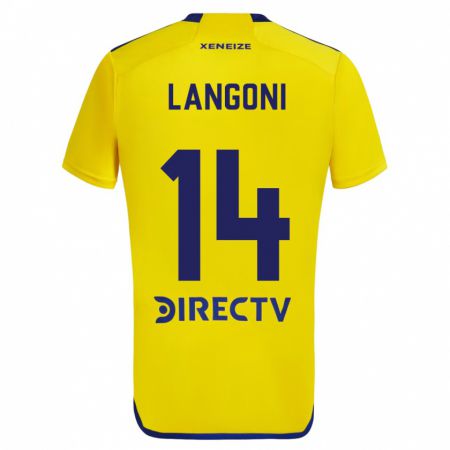 Kandiny Enfant Maillot Luca Langoni #14 Jaune Bleu Tenues Extérieur 2024/25 T-Shirt