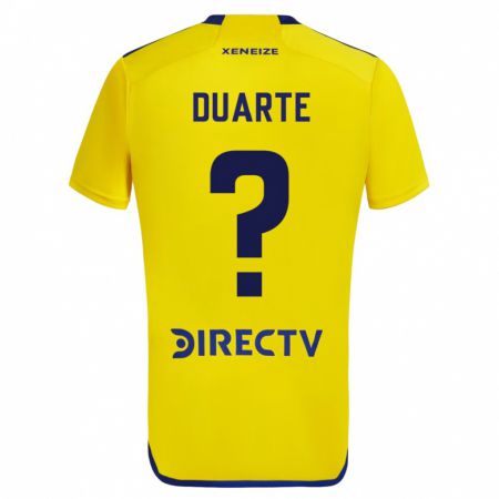 Kandiny Enfant Maillot Kevin Duarte #0 Jaune Bleu Tenues Extérieur 2024/25 T-Shirt