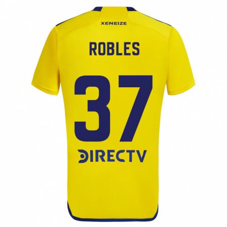 Kandiny Enfant Maillot Sebastián Díaz Robles #37 Jaune Bleu Tenues Extérieur 2024/25 T-Shirt