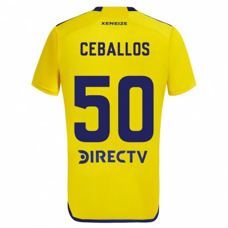 Kandiny Enfant Maillot Julián Ceballos #50 Jaune Bleu Tenues Extérieur 2024/25 T-Shirt