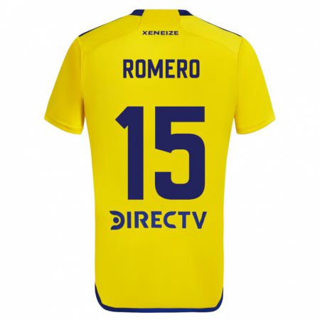 Kandiny Enfant Maillot Alejo Romero #15 Jaune Bleu Tenues Extérieur 2024/25 T-Shirt