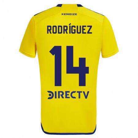 Kandiny Enfant Maillot Isaías Rodríguez #14 Jaune Bleu Tenues Extérieur 2024/25 T-Shirt