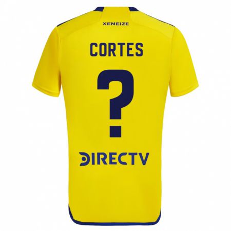 Kandiny Enfant Maillot Brandon Cortés #0 Jaune Bleu Tenues Extérieur 2024/25 T-Shirt