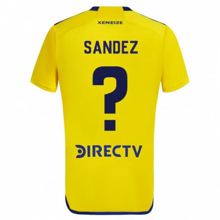 Kandiny Enfant Maillot Agustín Sández #0 Jaune Bleu Tenues Extérieur 2024/25 T-Shirt