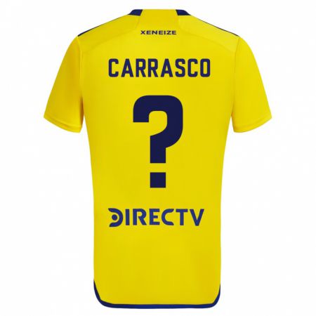 Kandiny Enfant Maillot Julián Carrasco #0 Jaune Bleu Tenues Extérieur 2024/25 T-Shirt