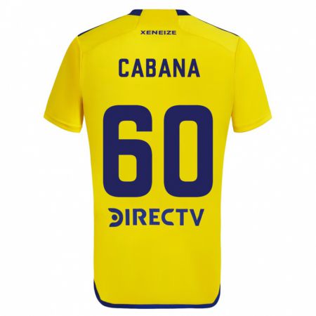 Kandiny Enfant Maillot Juan Pablo Cabaña #60 Jaune Bleu Tenues Extérieur 2024/25 T-Shirt