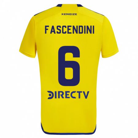 Kandiny Enfant Maillot Valentín Fascendini #6 Jaune Bleu Tenues Extérieur 2024/25 T-Shirt