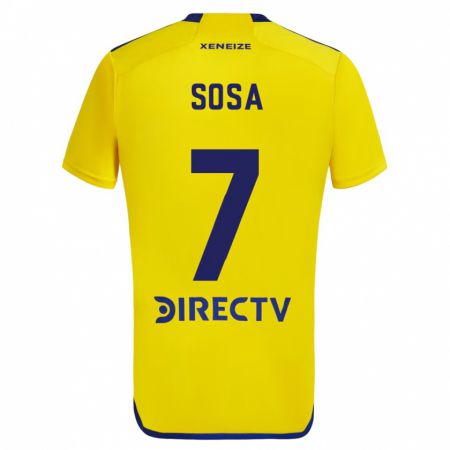 Kandiny Enfant Maillot Elián Sosa #7 Jaune Bleu Tenues Extérieur 2024/25 T-Shirt