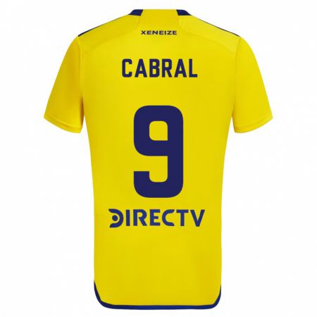 Kandiny Enfant Maillot Bruno Cabral #9 Jaune Bleu Tenues Extérieur 2024/25 T-Shirt