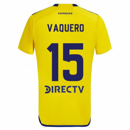 Kandiny Enfant Maillot Iván Vaquero #15 Jaune Bleu Tenues Extérieur 2024/25 T-Shirt