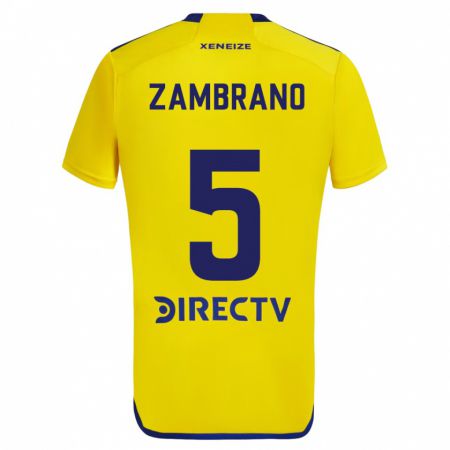 Kandiny Enfant Maillot Carlos Zambrano #5 Jaune Bleu Tenues Extérieur 2024/25 T-Shirt