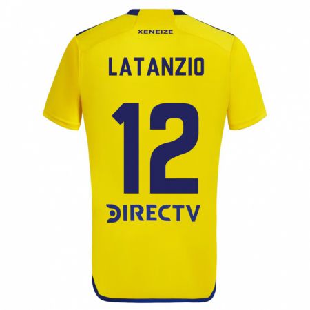 Kandiny Enfant Maillot Florencia Latanzio #12 Jaune Bleu Tenues Extérieur 2024/25 T-Shirt