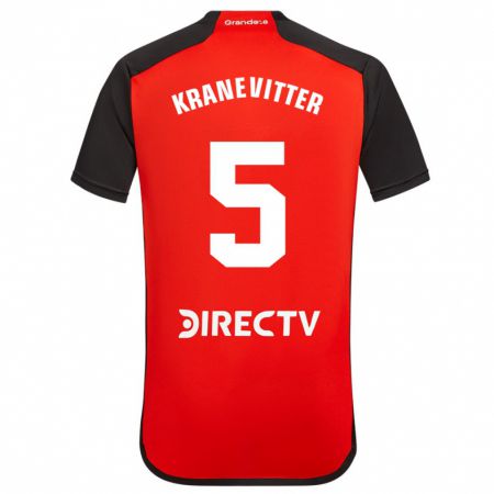 Kandiny Enfant Maillot Matías Kranevitter #5 Rouge Noir Blanc Tenues Extérieur 2024/25 T-Shirt